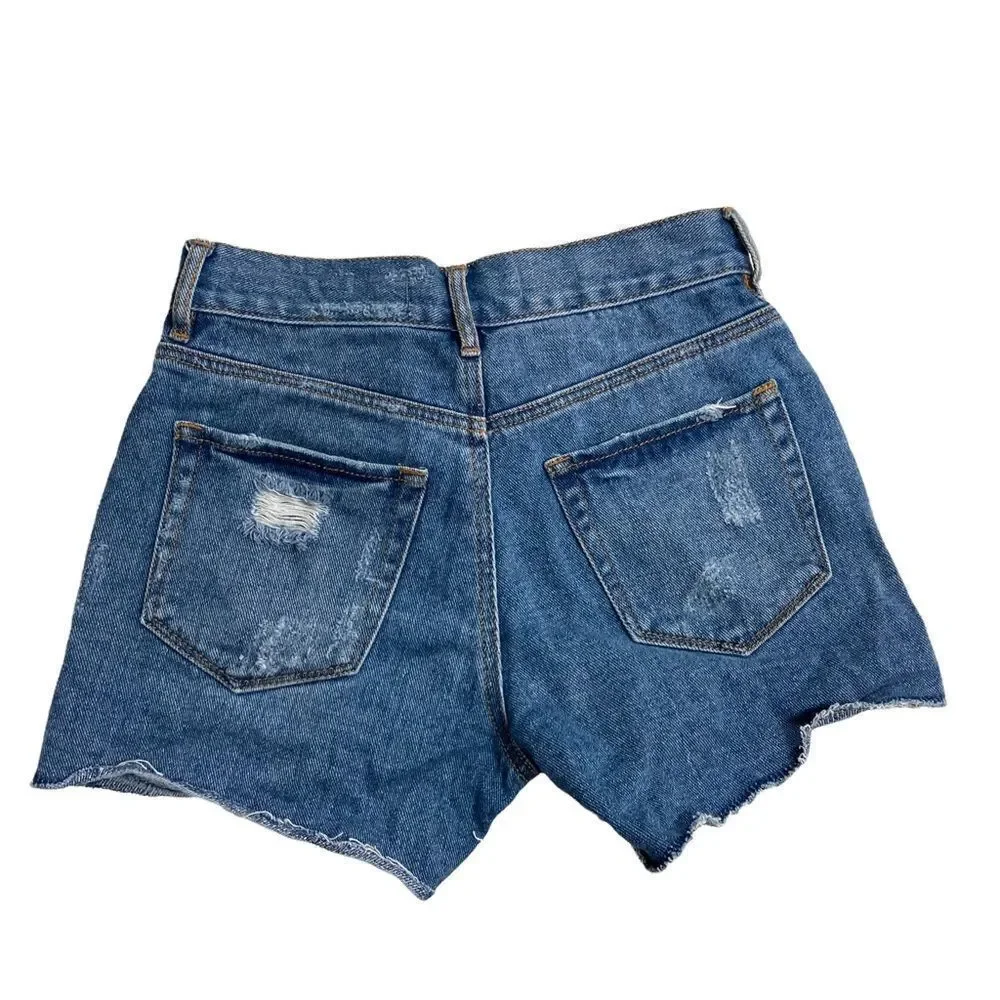 BULLHEAD DENIM COMPANY‎ Women’s Denim Distressed Shorts Blue Size 23